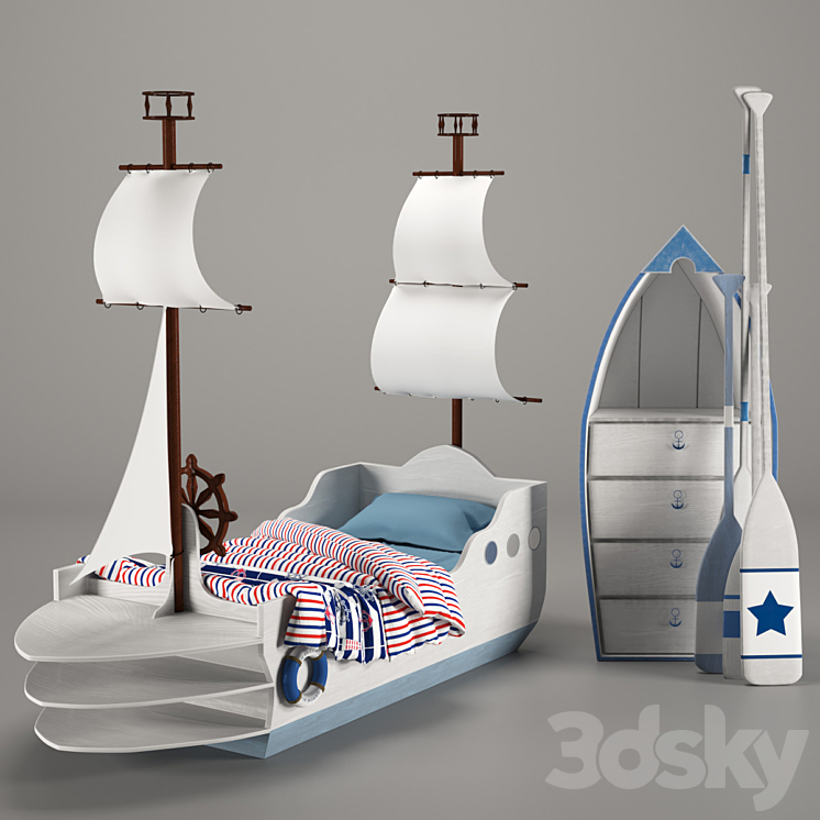 Children's Boat Bed 3DS Max Model - thumbnail 3