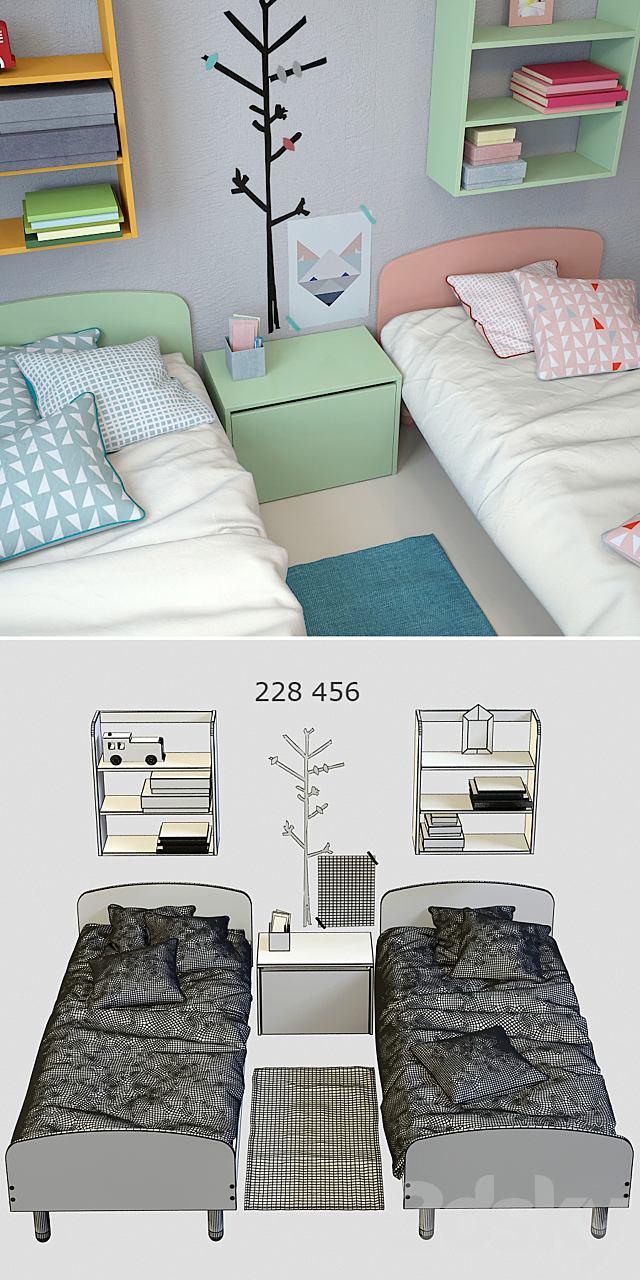 Children’s furniture Flexa by Play 3DS Max Model - thumbnail 3