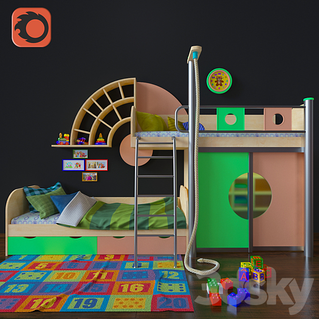 Children’s furniture Over the Rainbow 3DSMax File - thumbnail 1