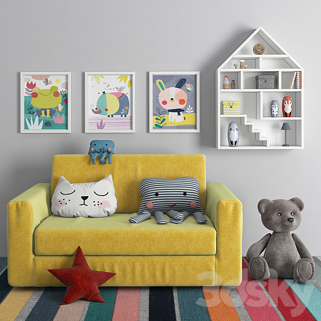 Children’s sofa with decor 3DSMax File - thumbnail 1