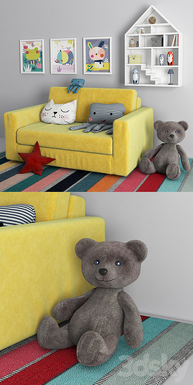 Children’s sofa with decor 3DSMax File - thumbnail 2