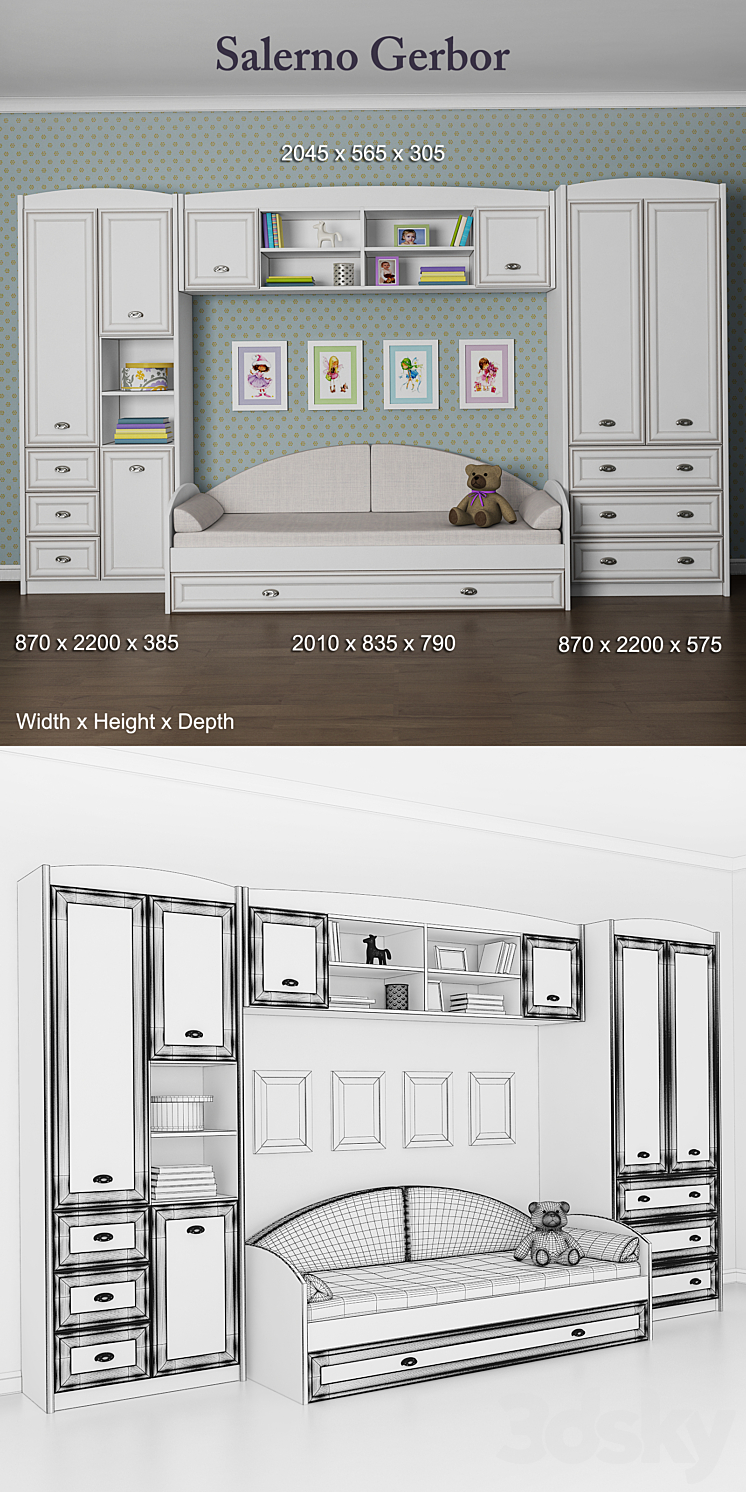 Furniture for children Salerno Gerbor. Part 1 3DS Max - thumbnail 2