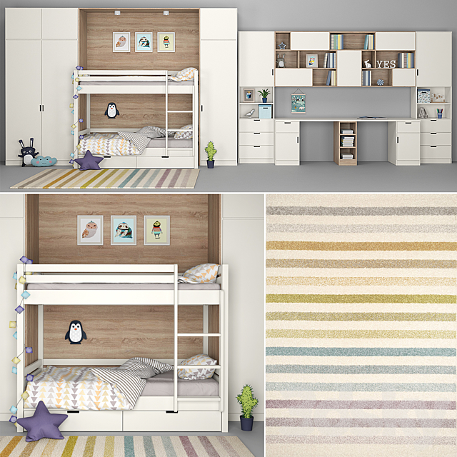 Furniture for children’s room with a decor for two children 3DSMax File - thumbnail 1