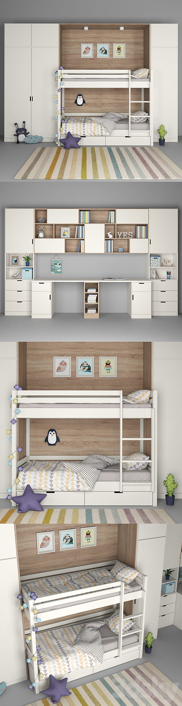 Furniture for children’s room with a decor for two children 3DSMax File - thumbnail 2