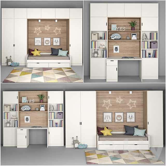 Furniture for children’s room with decor 3DSMax File - thumbnail 1