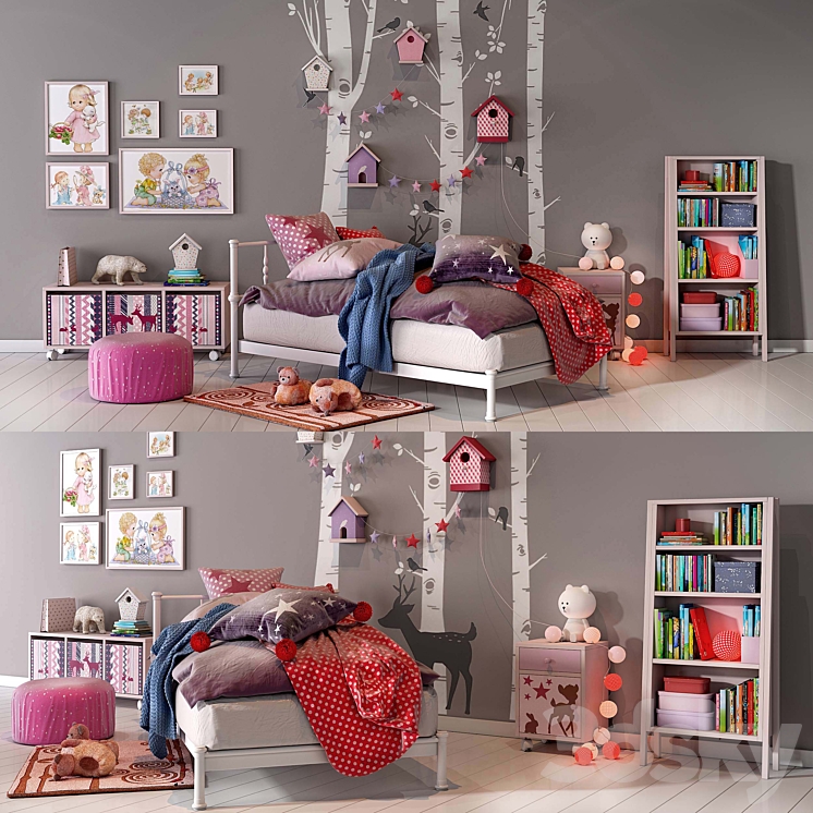 Girl bedroom set 02 3DS Max - thumbnail 1