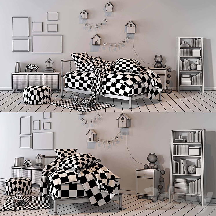 Girl bedroom set 02 3DS Max - thumbnail 2