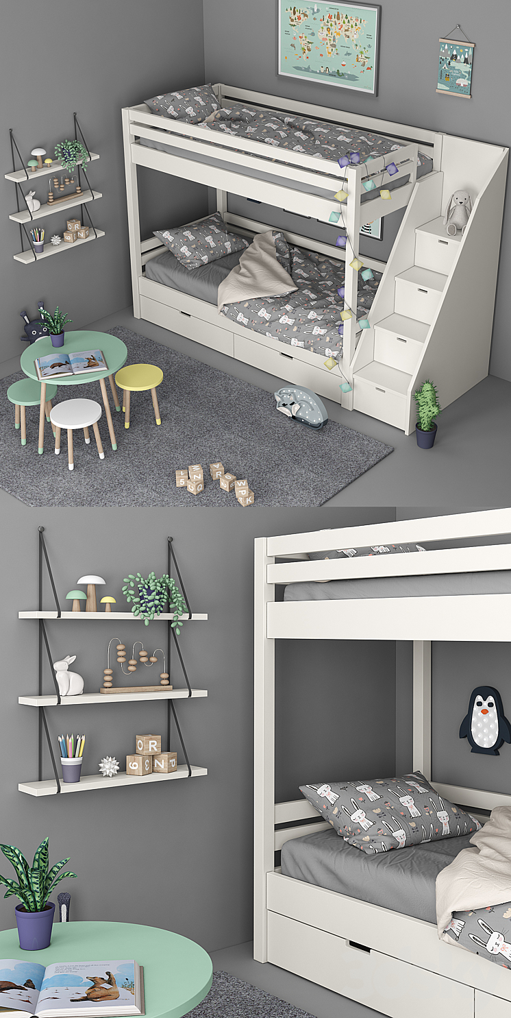 Kids Bedroom Set 3DS Max - thumbnail 2