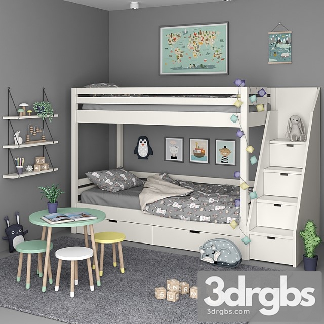 Kids Bedroom Set 3dsmax Download - thumbnail 1