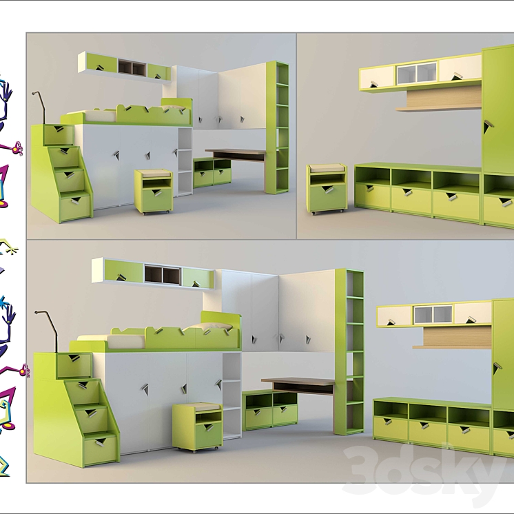 Modular furniture for the nursery. 3DS Max - thumbnail 1