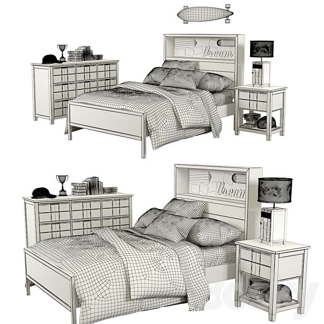 pottery barn bed sutton 3DSMax File - thumbnail 2