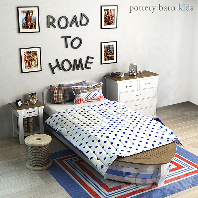 Pottery barn Speedboat Bed Trundle 3ds Max - thumbnail 2