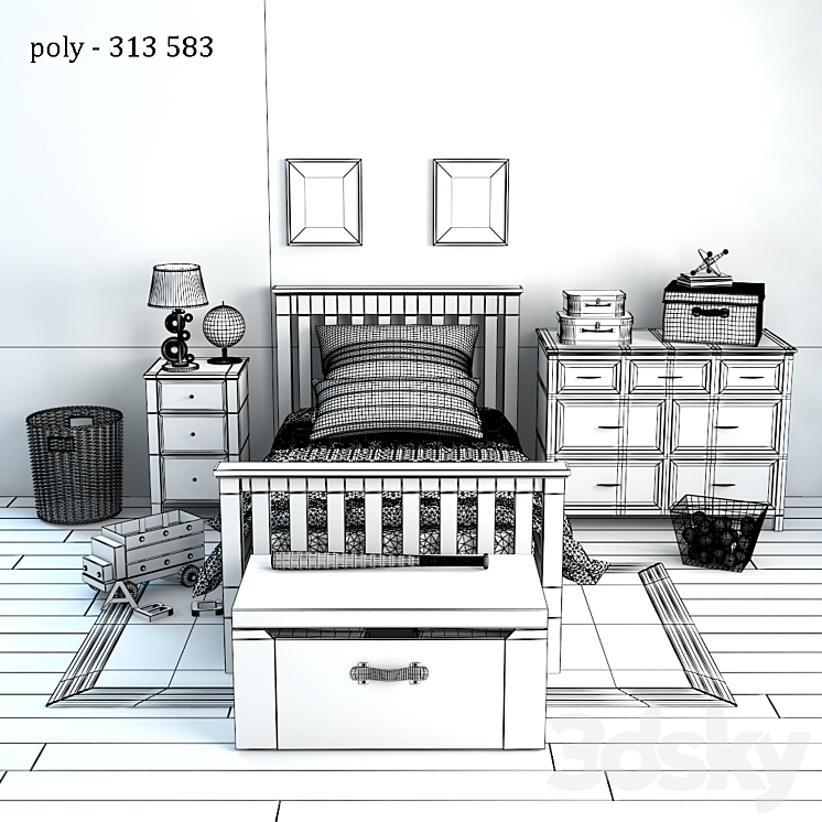 PotteryBarn Elliott Bed 3DS Max - thumbnail 2