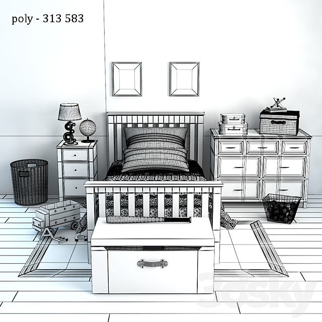 PotteryBarn Elliott Bed 3DSMax File - thumbnail 2