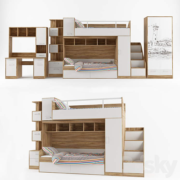 Set children's furniture collection London 3DS Max - thumbnail 1