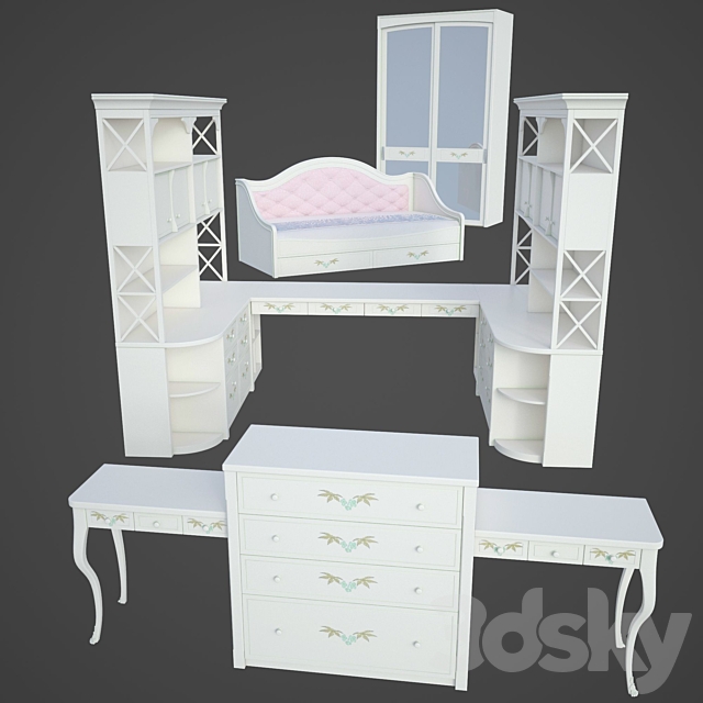 Set children’s furniture in the style of Provence 3DSMax File - thumbnail 1