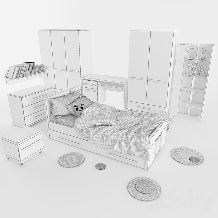 Set children's furniture Titouan 3DS Max - thumbnail 2