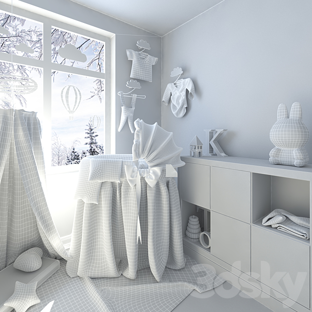 Set for children with cradle 3DSMax File - thumbnail 2