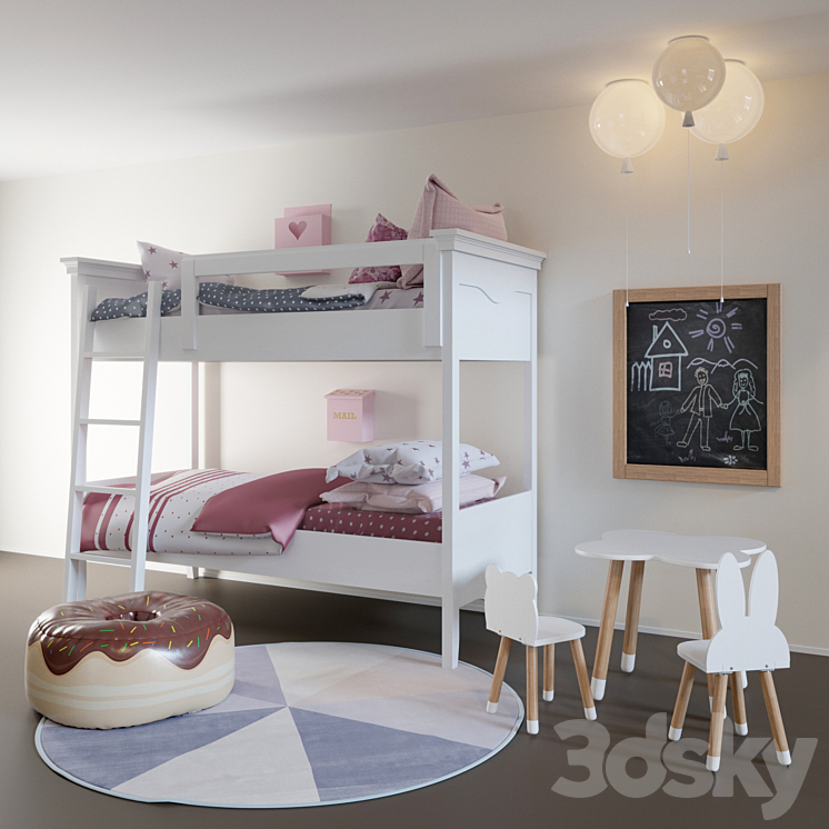 Set of furniture for children 3DS Max - thumbnail 1