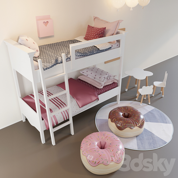 Set of furniture for children 3DS Max - thumbnail 2