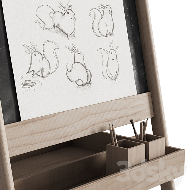 390 CB2 Wooden Kids Art Easel by Crate&kids 01 3DS Max Model - thumbnail 4