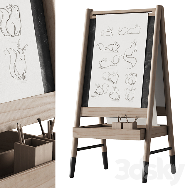 390 CB2 Wooden Kids Art Easel by Crate&kids 01 3DS Max Model - thumbnail 6