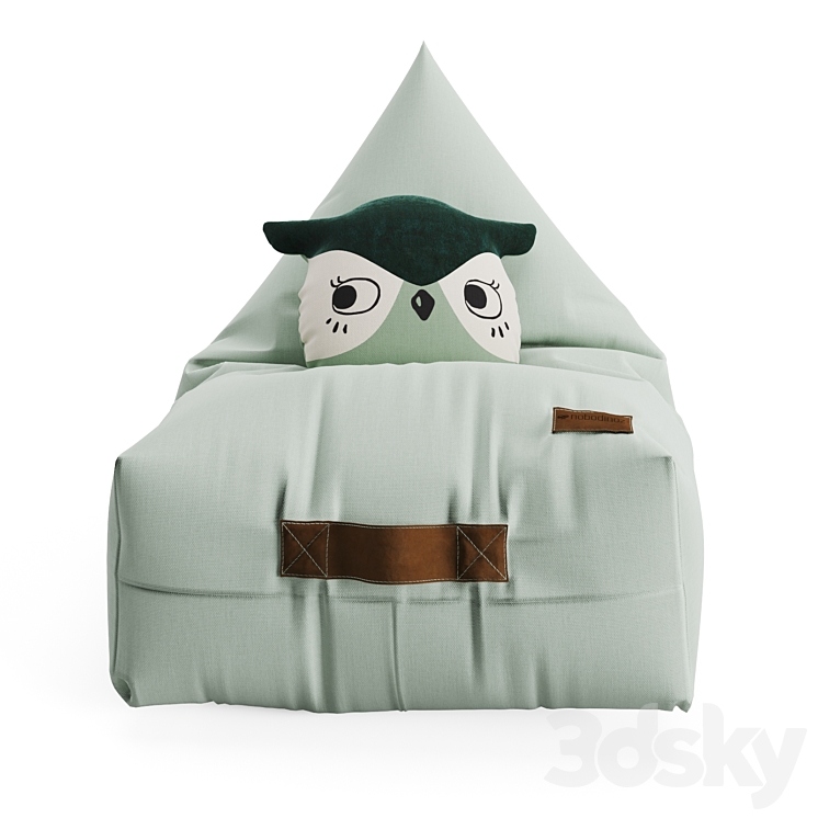 Bean bag chair and owl pillow from NOBODINOZ 3DS Max - thumbnail 2