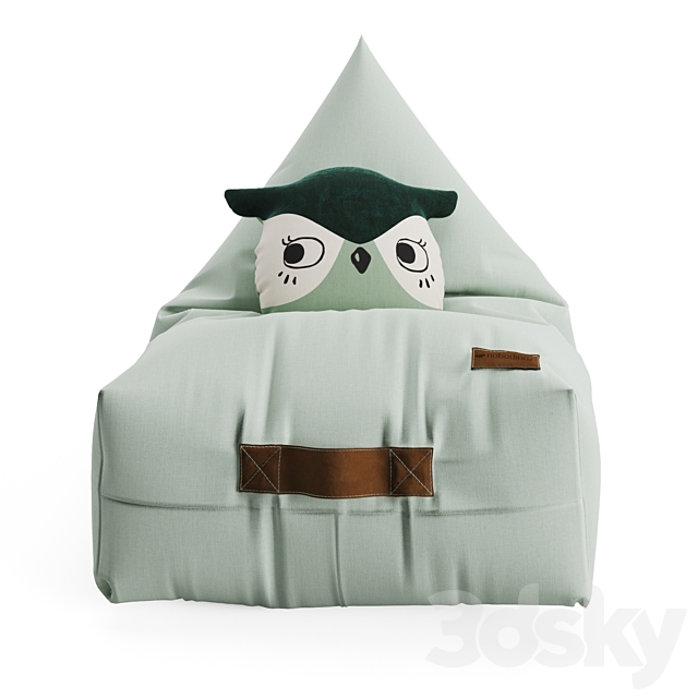 Bean bag chair and owl pillow from NOBODINOZ 3DSMax File - thumbnail 2