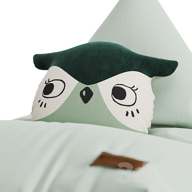 Bean bag chair and owl pillow from NOBODINOZ 3DSMax File - thumbnail 3