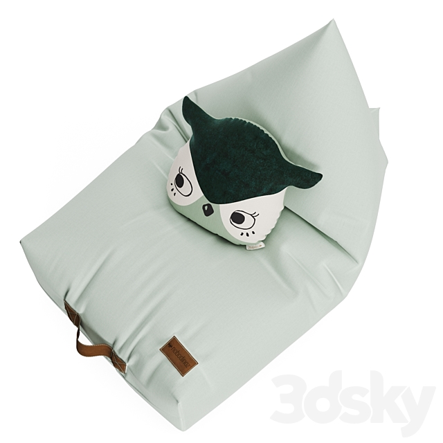 Bean bag chair and owl pillow from NOBODINOZ 3DSMax File - thumbnail 6