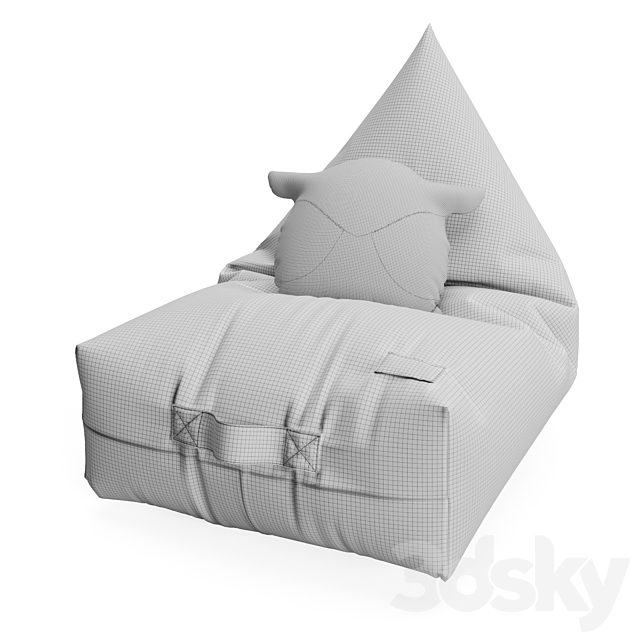 Bean bag chair and owl pillow from NOBODINOZ 3DSMax File - thumbnail 7