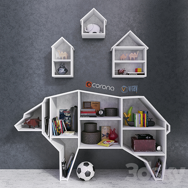 Bear Bookshelf 3DS Max - thumbnail 1