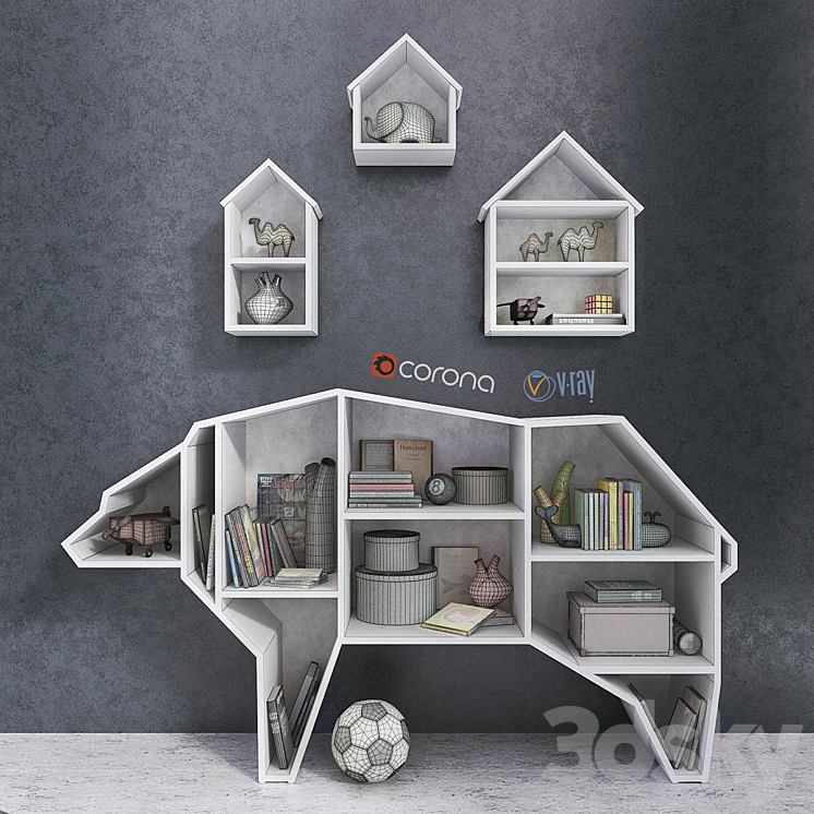 Bear Bookshelf 3DS Max - thumbnail 2