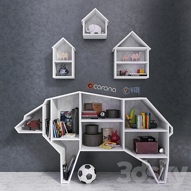 Bear Bookshelf 3DS Max Model - thumbnail 1