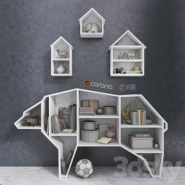 Bear Bookshelf 3DS Max Model - thumbnail 2