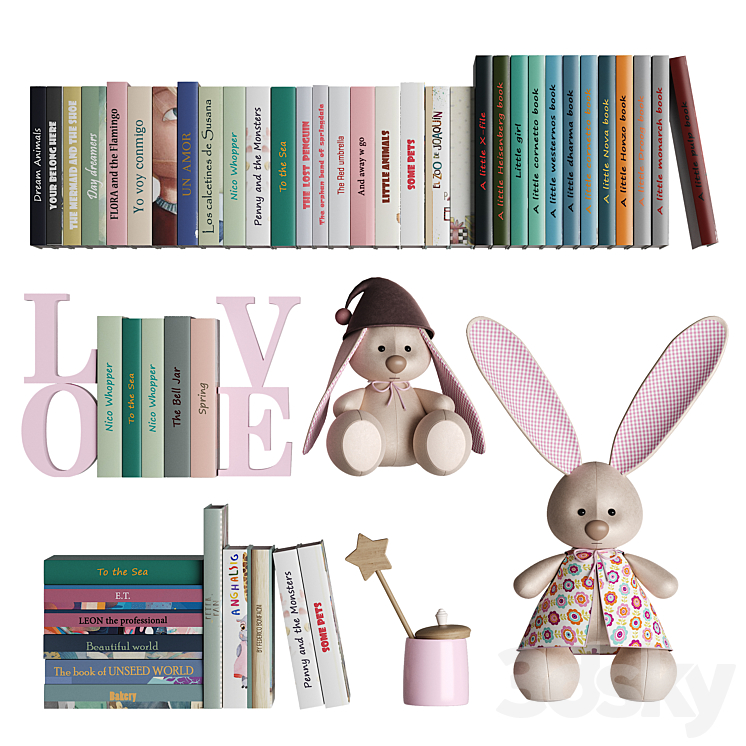 Books and toys set 3DS Max - thumbnail 1