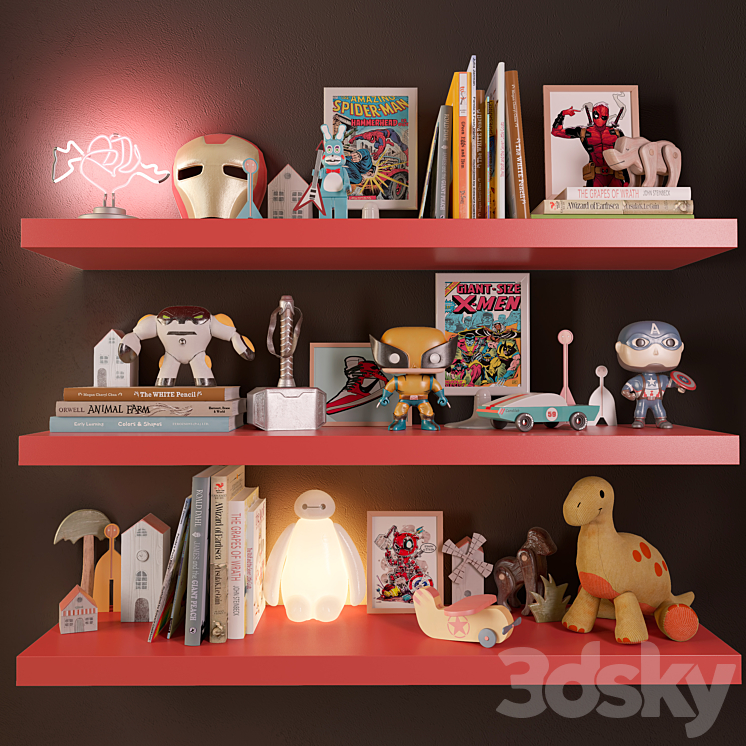 Boy's Room Set Of Toys 3DS Max - thumbnail 1