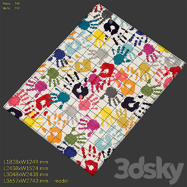 Carpet nuLOOM Pinkie Handprint Rug 3DSMax File - thumbnail 3