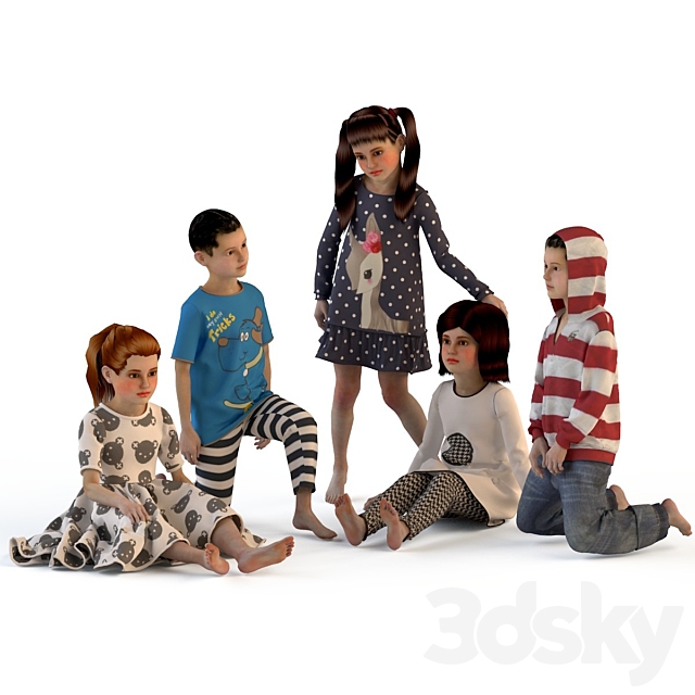 Children (3 girls. 2 boys) 3DSMax File - thumbnail 1