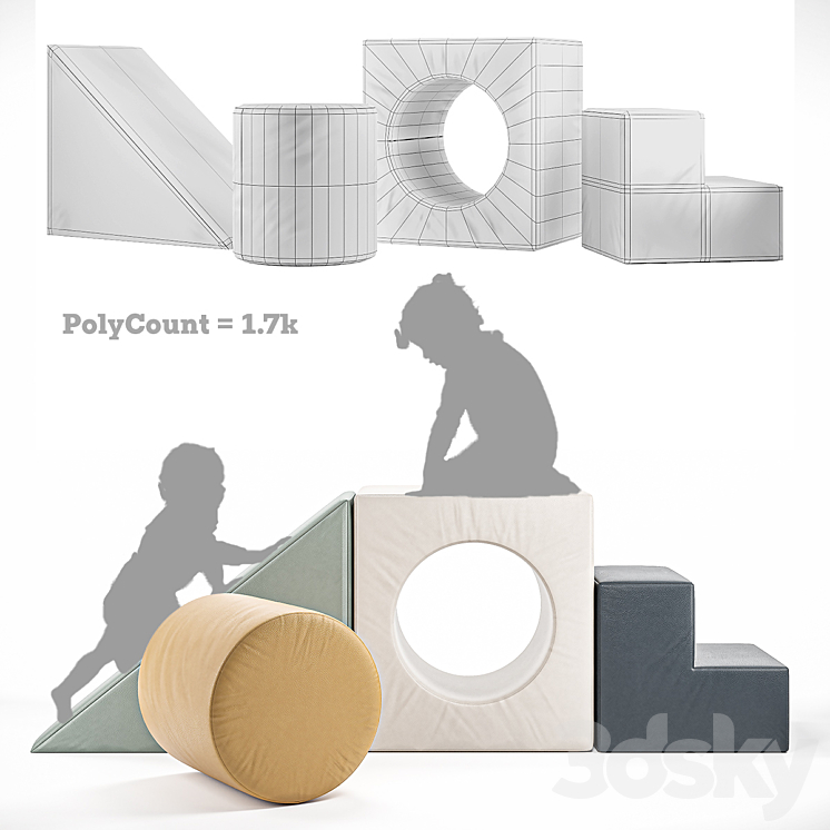 Children's play pouffes GATHRE _ BLOCK PLAYSET – NIGHTFALL BLOCK 3DS Max Model - thumbnail 2