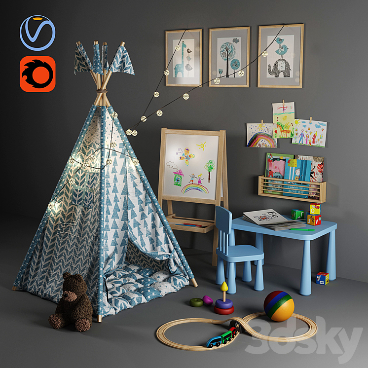 Children's tent-tepee 3DS Max - thumbnail 1