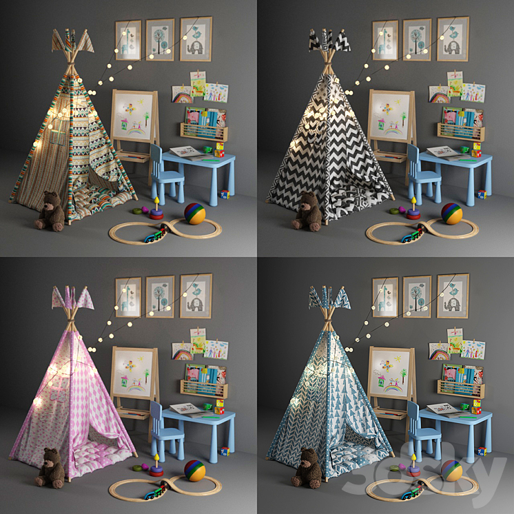 Children's tent-tepee 3DS Max - thumbnail 2