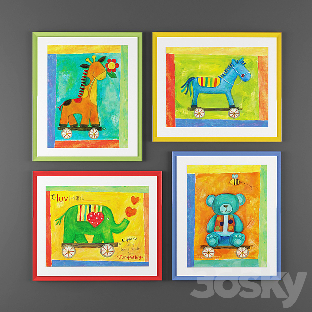 Collection of children’s paintings 3DSMax File - thumbnail 1