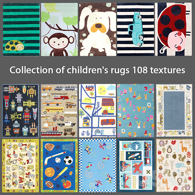 Collection of children’s rugs 2 3DSMax File - thumbnail 1