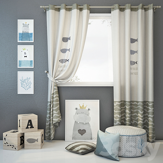 Curtain and decor 5 3DS Max Model - thumbnail 1