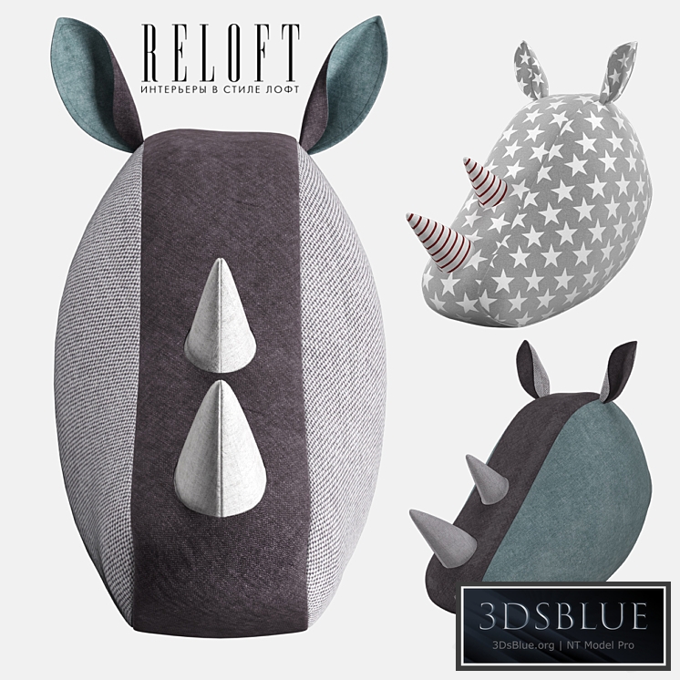 Decorative rhino head fabric SOFTHEADS 3DS Max - thumbnail 3