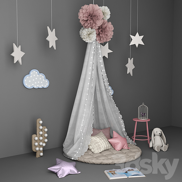 Decorative set for children with canopy 3DSMax File - thumbnail 2