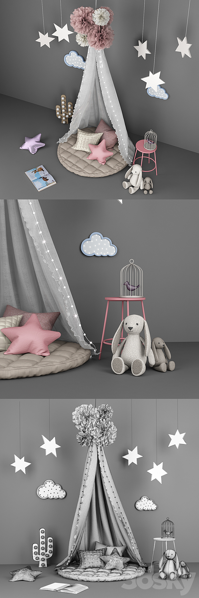 Decorative set for children with canopy 3DSMax File - thumbnail 3