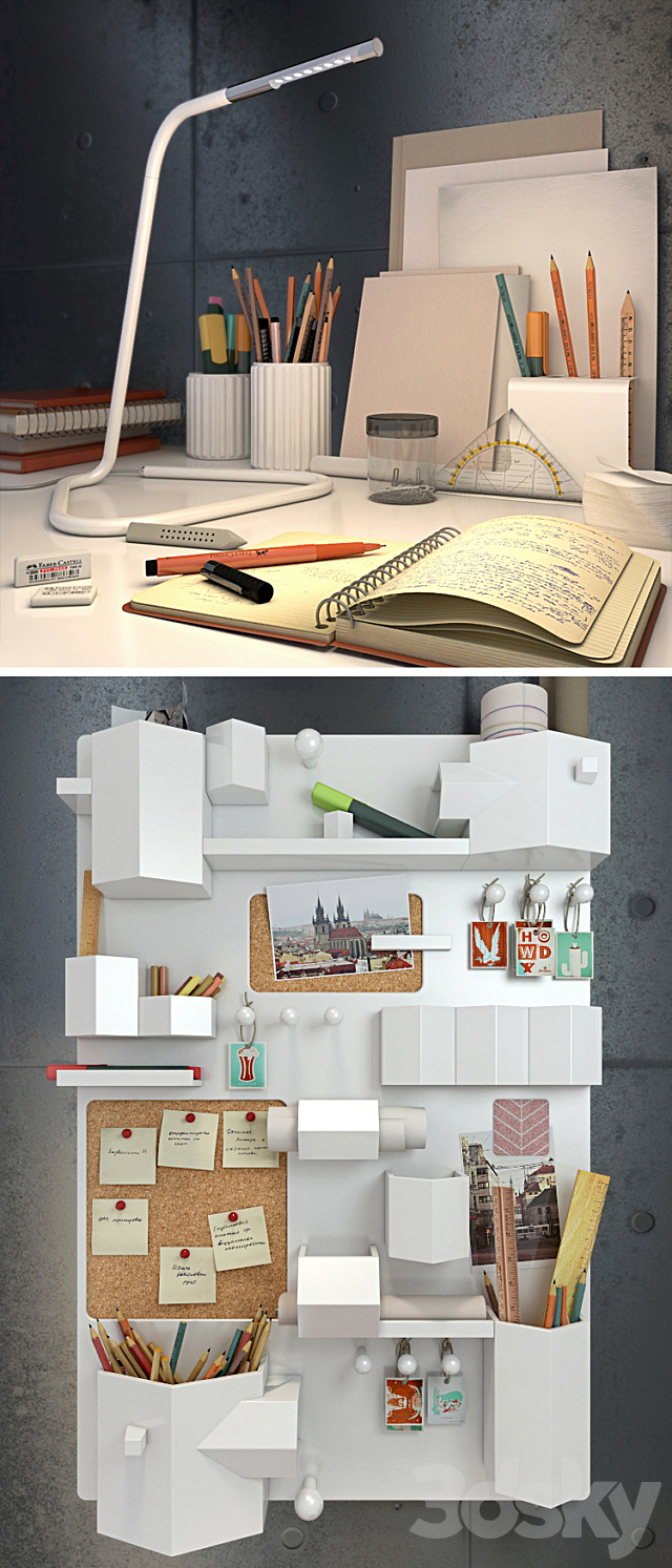 Decorative set of stationery 3DSMax File - thumbnail 2