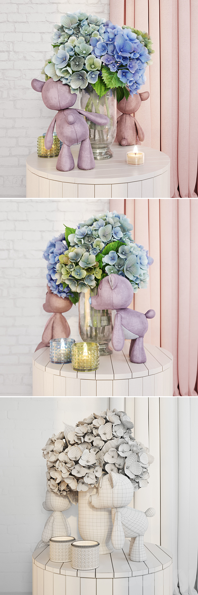 Decorative set with hydrangea 3DS Max Model - thumbnail 2